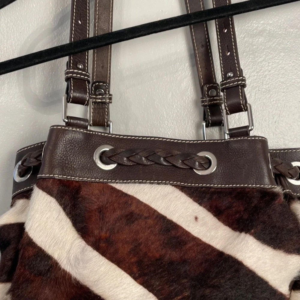 Rare Dooney & Bourke Boldrini Selleria Italian Leather Calf Hair Shoulder Bag